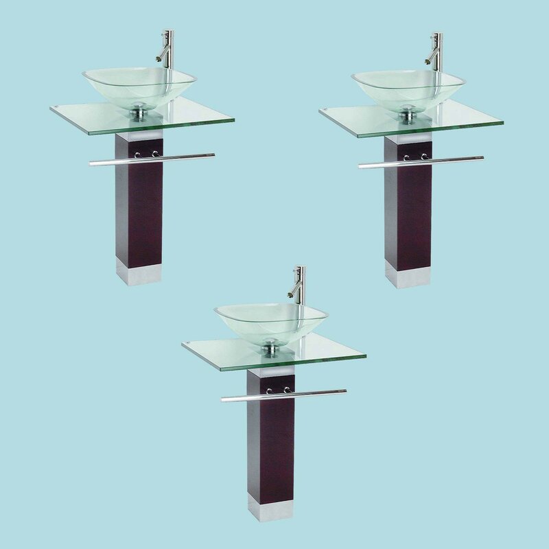 The Renovators Supply Inc Glass Square Pedestal Bathroom Sink With Faucet Wayfair 4811